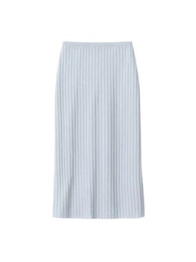 Ribbed Knit Midi Skirt in Pale Blue